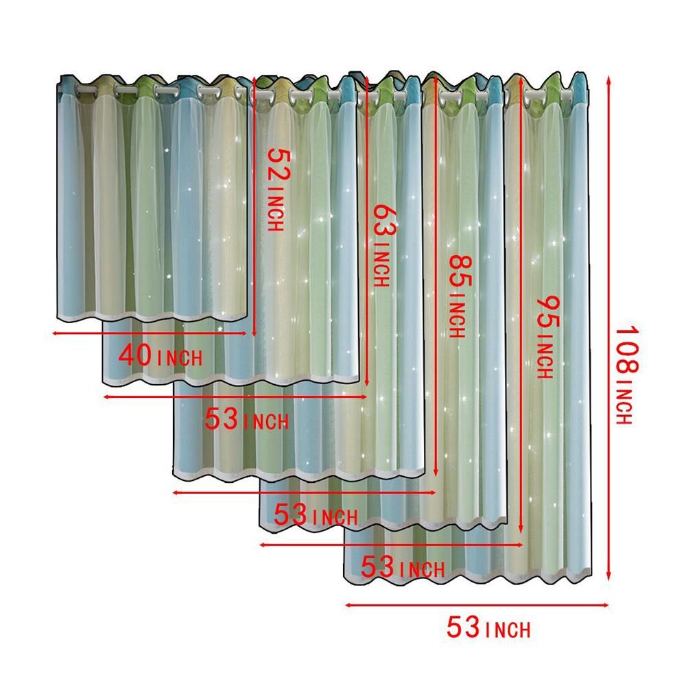 2PCS Star Curtains Blackout High Precision Curtains for Kids Girls Bedroom Living Room Colorful Double Layer Star Window Curtains