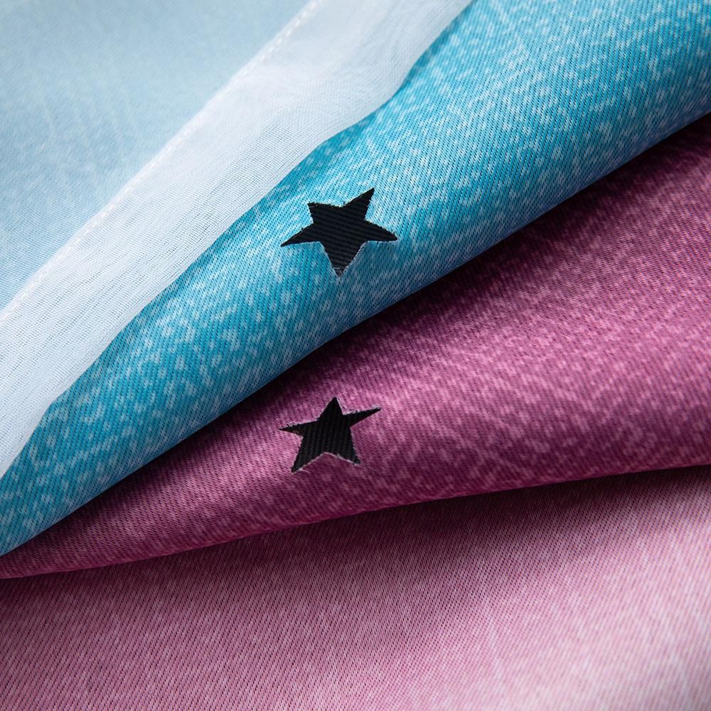 2PCS Star Curtains Blackout High Precision Curtains for Kids Girls Bedroom Living Room Colorful Double Layer Star Window Curtains
