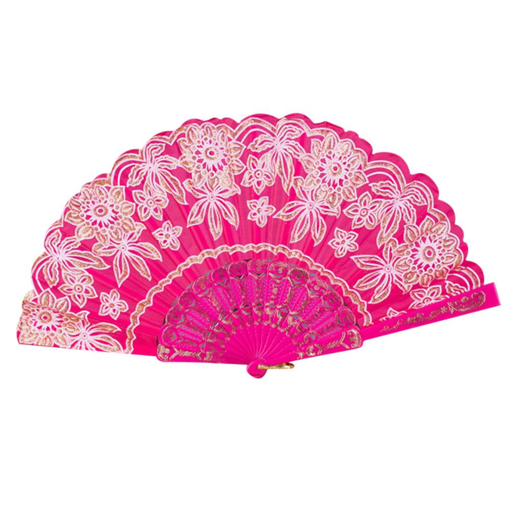 Hand Chinese/Spanish Style Held 1 Wedding Tool Pcs Flower For Silk Decoration Folding Dance Fan Party Lace Fan