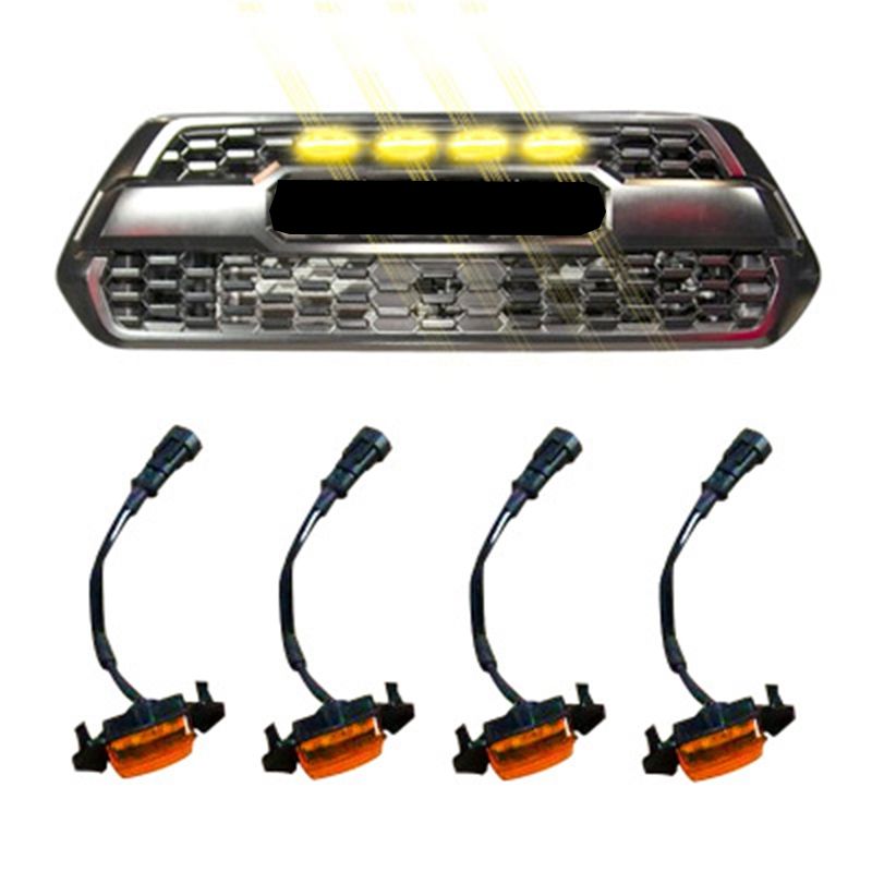 Set Of 4 Grille Amber Led Lights Kit For Toyota Tacoma Trd