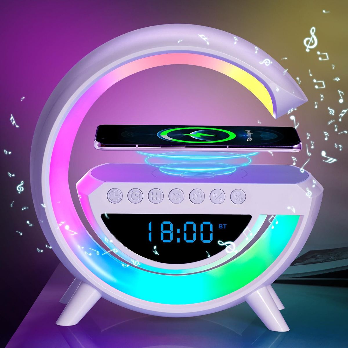 Multifunctional Alarm Clock with Small Night Light and Bluetooth Speaker