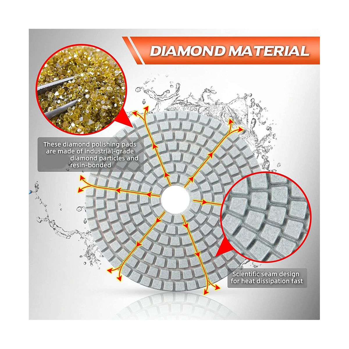 4 Inch Diamond Polishing Pads with M10 Backer Pad, 18PCS