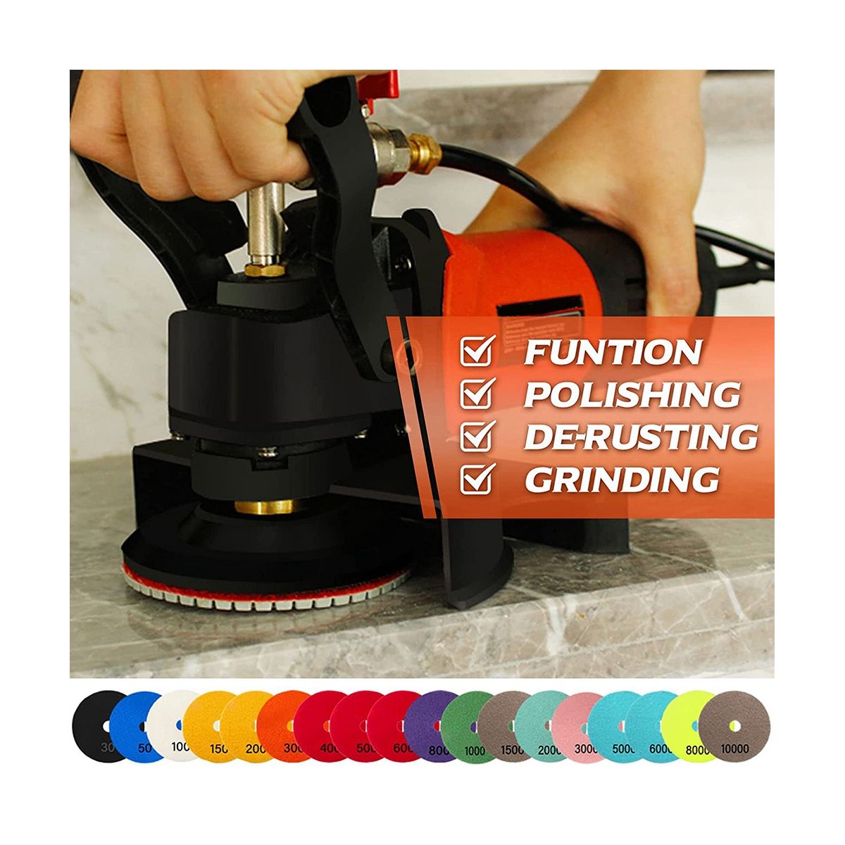 4 Inch Diamond Polishing Pads with M10 Backer Pad, 18PCS