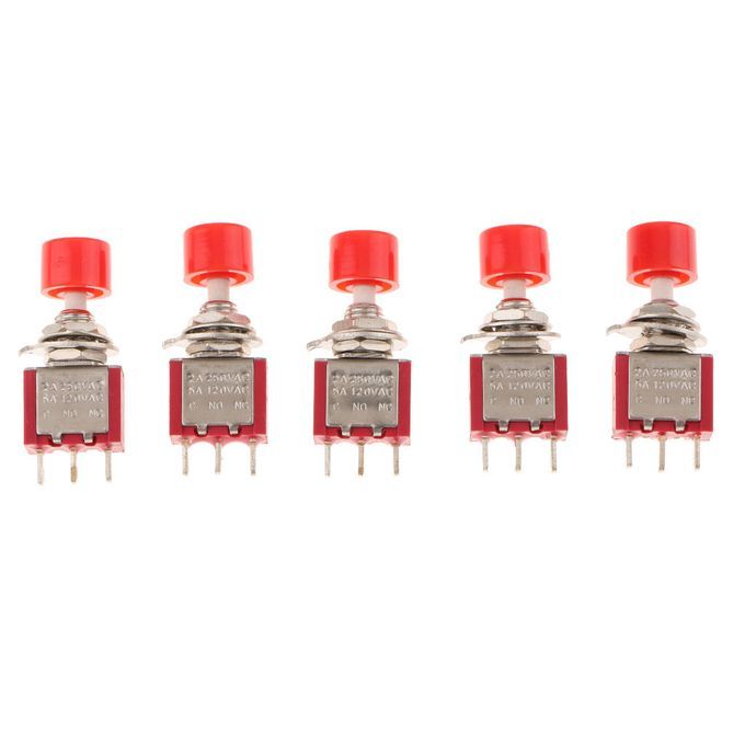 5 Pieces 6mm 3 Pin Mini Momentary Push Button Switch 2A / 250V 5A  Red