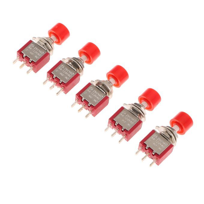 5 Pieces 6mm 3 Pin Mini Momentary Push Button Switch 2A / 250V 5A  Red