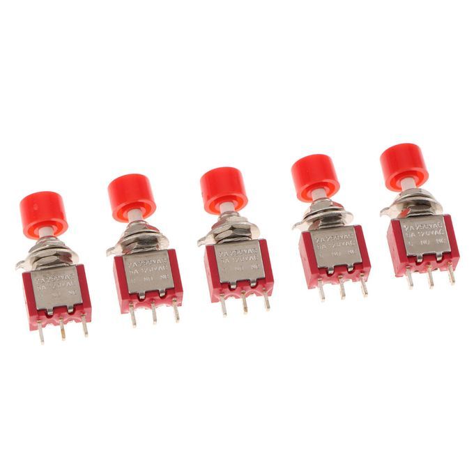 5 Pieces 6mm 3 Pin Mini Momentary Push Button Switch 2A / 250V 5A  Red