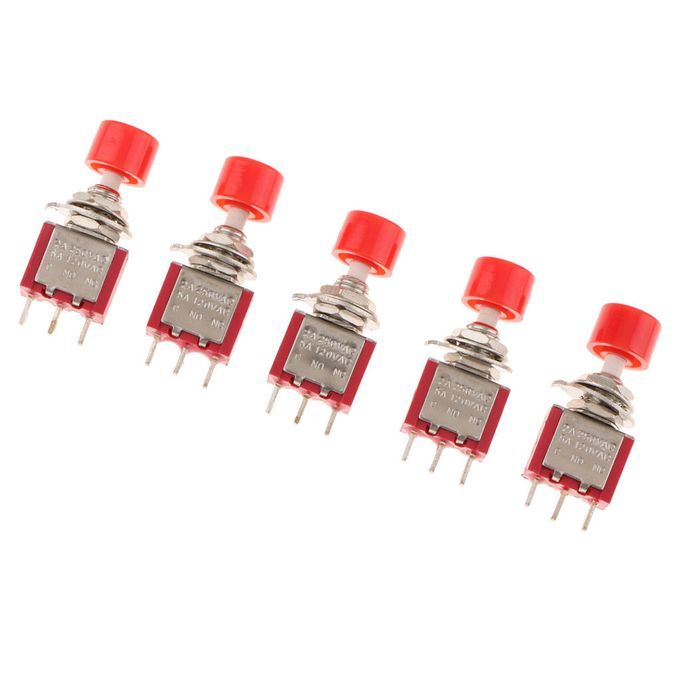 5 Pieces 6mm 3 Pin Mini Momentary Push Button Switch 2A / 250V 5A  Red