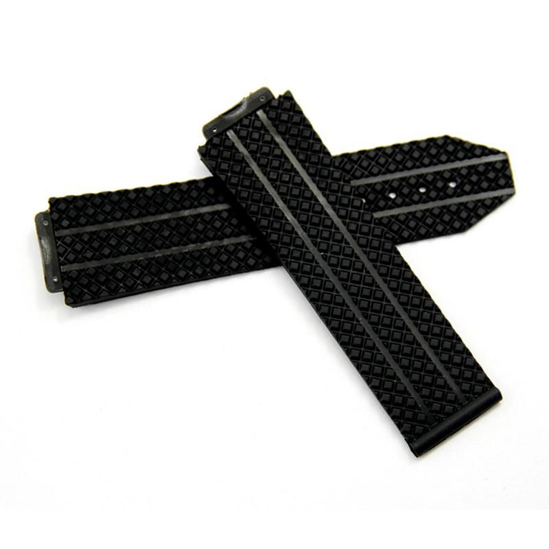 25mm Silicone Band For Hublot Plastic Black Chocol