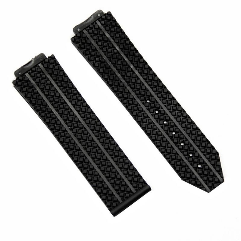25mm Silicone Band For Hublot Plastic Black Chocol
