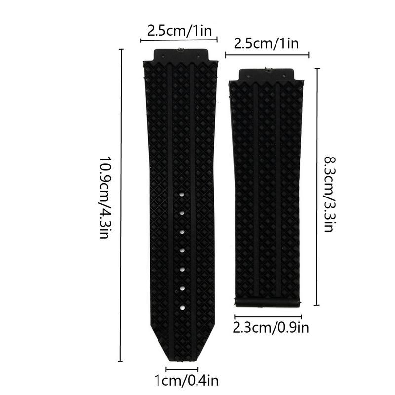 25mm Silicone Band For Hublot Plastic Black Chocol