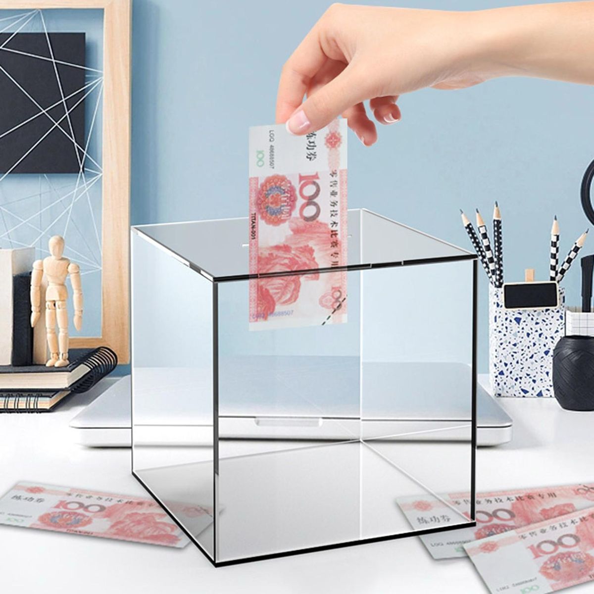Coins Banknotes Box Transparent Acrylic Coins Money Box Transparent