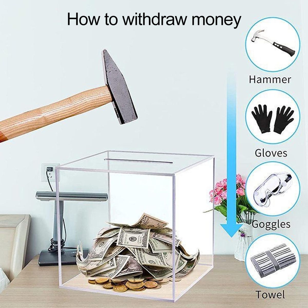 Coins Banknotes Box Transparent Acrylic Coins Money Box Transparent