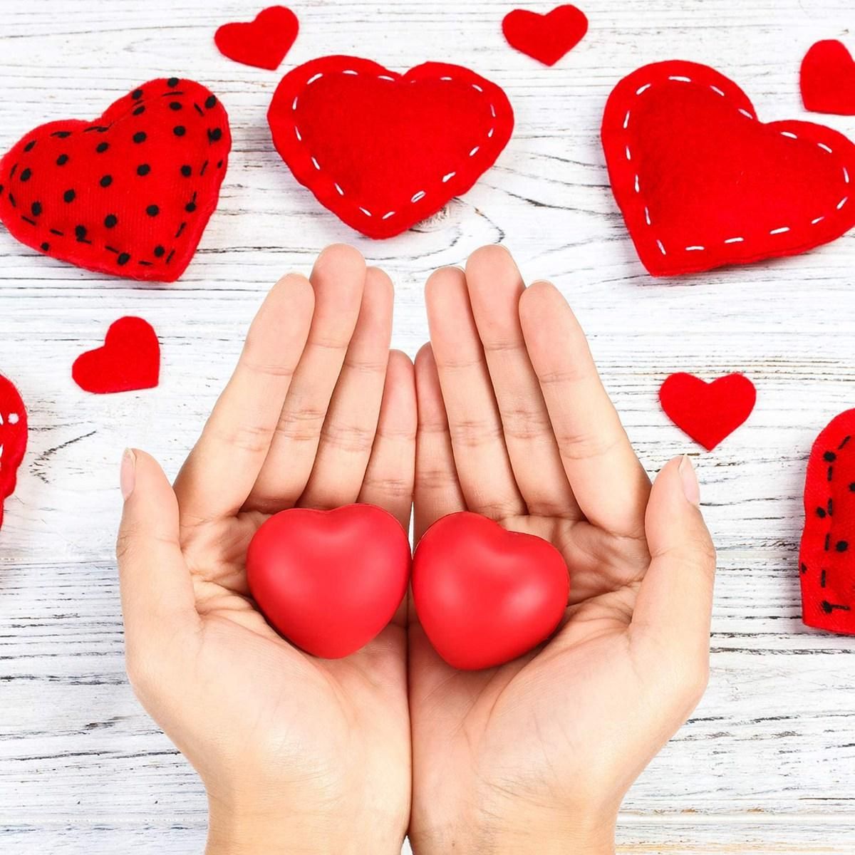 12Pcs Valentine'S Day Red Heart Stress Balls,Stress Balls