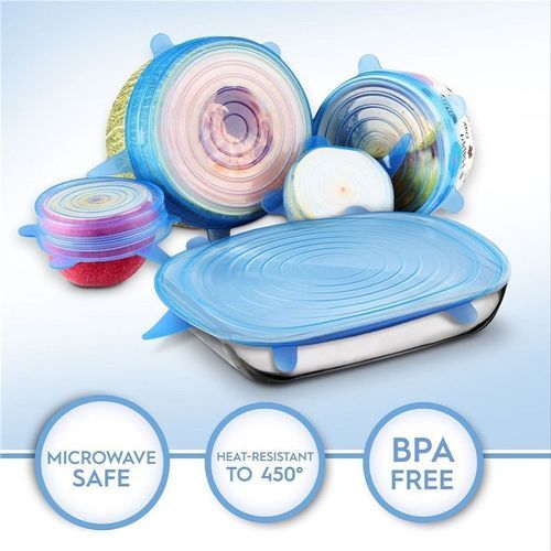 6pcs Reusable Silicon Stretch Lid Food Wrap Bowl Pan Kitchen