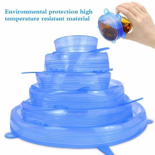 6pcs Reusable Silicon Stretch Lid Food Wrap Bowl Pan Kitchen