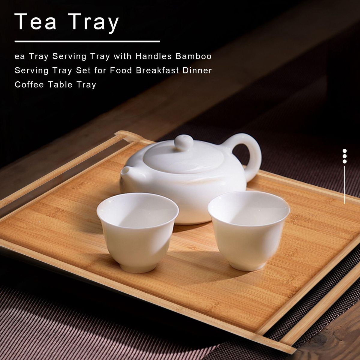 Tea Tray Serving Tray with Handles Bamboo Serving Tray Set f