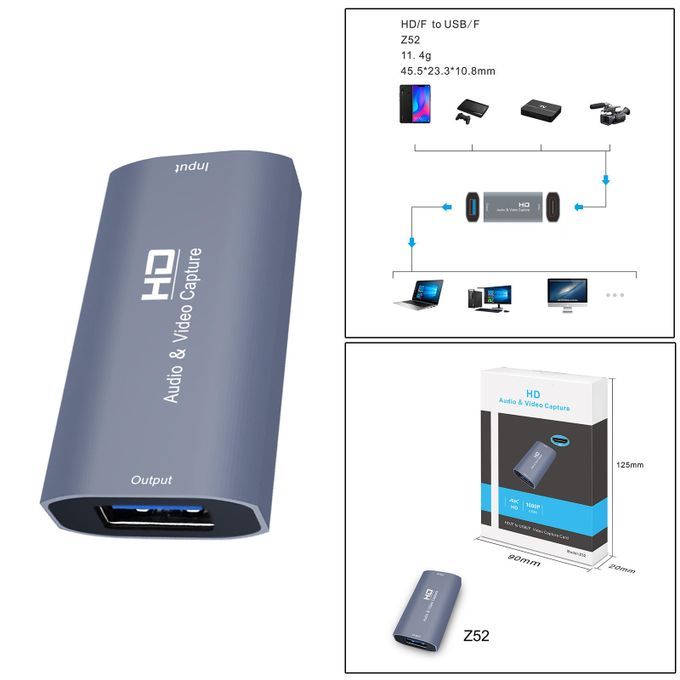 HD USB Audio Video Capture Card Device For Recording Teaching For PC