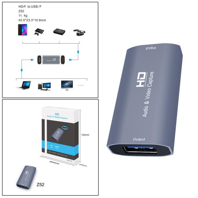 HD USB Audio Video Capture Card Device For Recording Teaching For PC