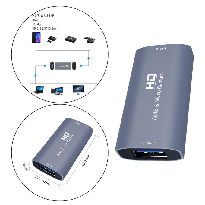 HD USB Audio Video Capture Card Device For Recording Teaching For PC