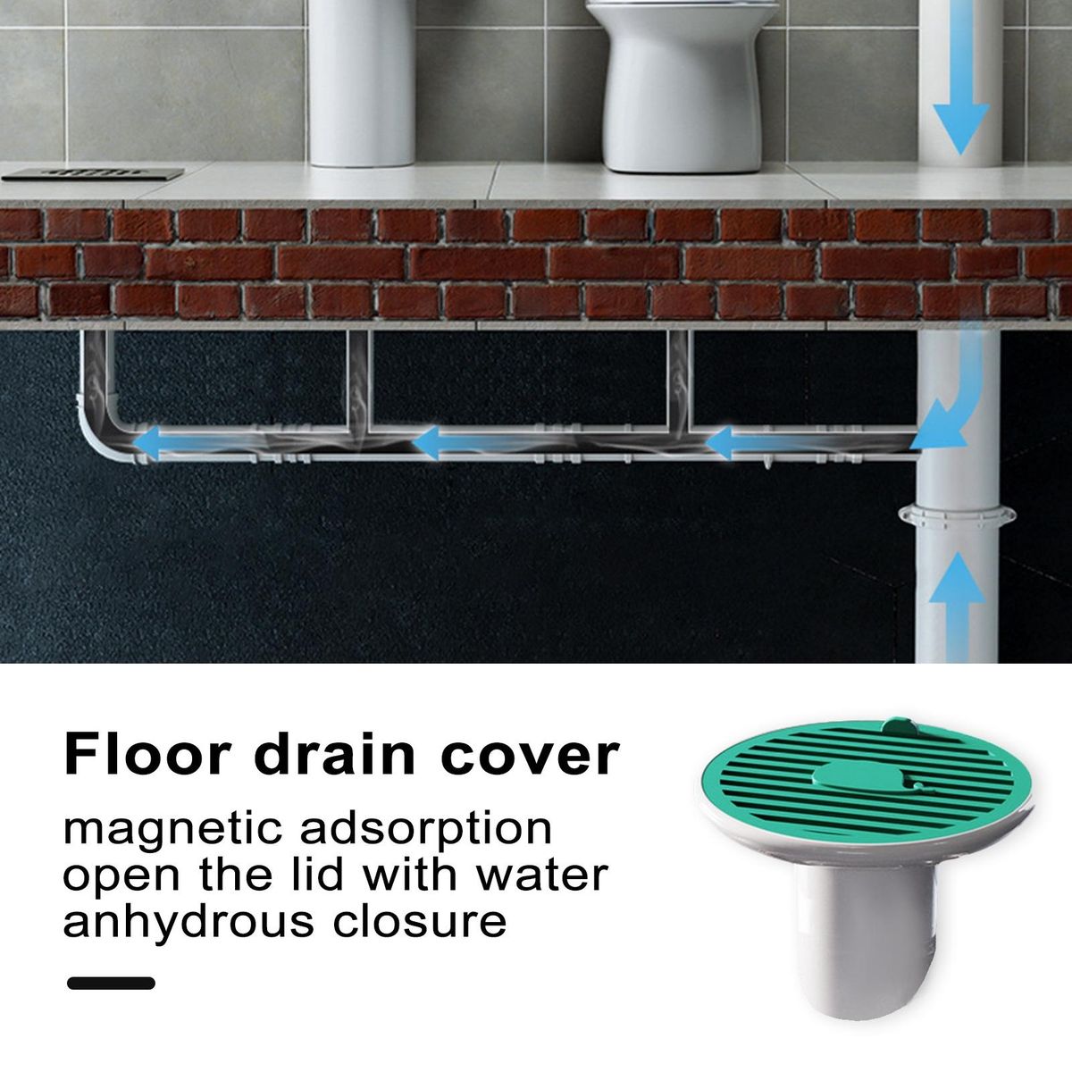 Whale Magnetic Drain Cover Versatile Kitchen Bathroom Odor-proof Green