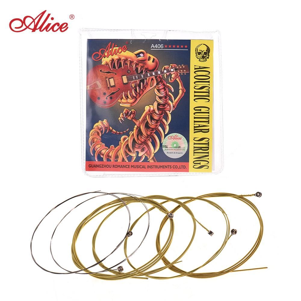 Alice A406 Series Acoustic Folk Guitar Strings Set Stainless Steel Wire Steel Core Coated Copper Alloy Wound, 6pcs/ Set, Super Light(.011-.052)