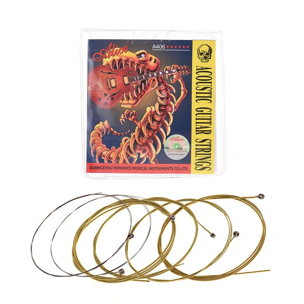Alice A406 Series Acoustic Folk Guitar Strings Set Stainless Steel Wire Steel Core Coated Copper Alloy Wound, 6pcs/ Set, Super Light(.011-.052)