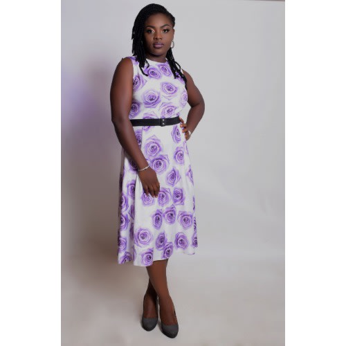 Sleeveless Flare Dress - Purple