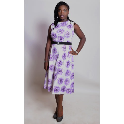 Sleeveless Flare Dress - Purple