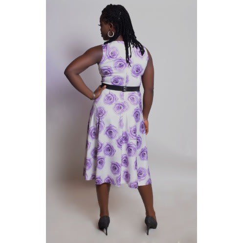Sleeveless Flare Dress - Purple