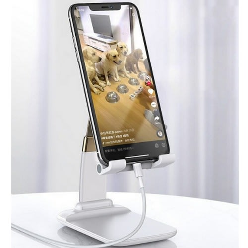 Adjustable Desktop Mobile Phone Holder - White