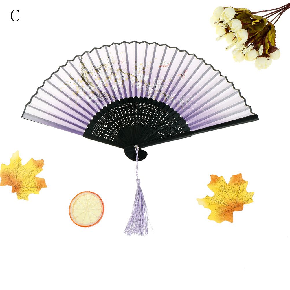 Dancing Fan Folding 1PCS Fan Chinese Party Silk Decor Flower Hand Hand Printing Hollow Spun Vintage Hand Women Carved Fans