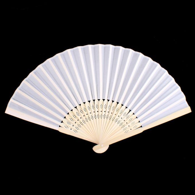 4x 1Pc Folding Fan Hand Fan Bamboo Fan For Women Gift - White