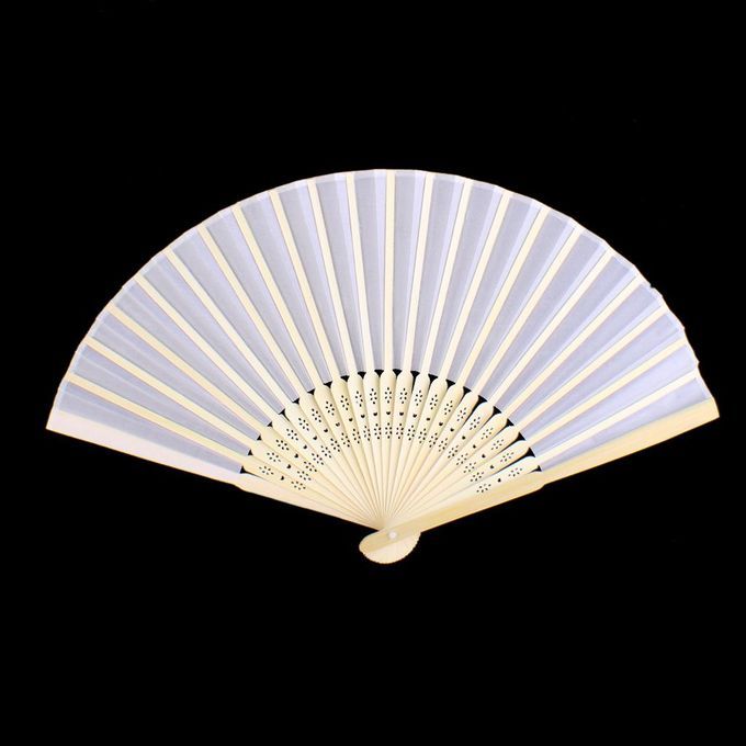 4x 1Pc Folding Fan Hand Fan Bamboo Fan For Women Gift - White