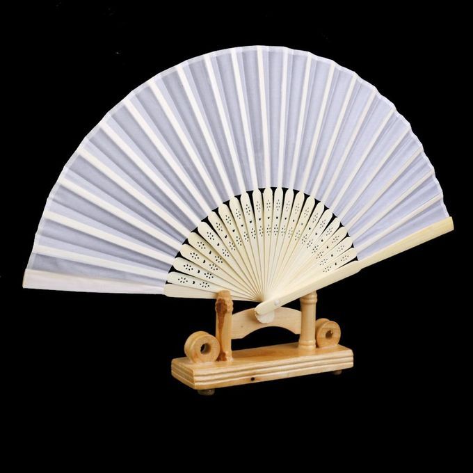 4x 1Pc Folding Fan Hand Fan Bamboo Fan For Women Gift - White