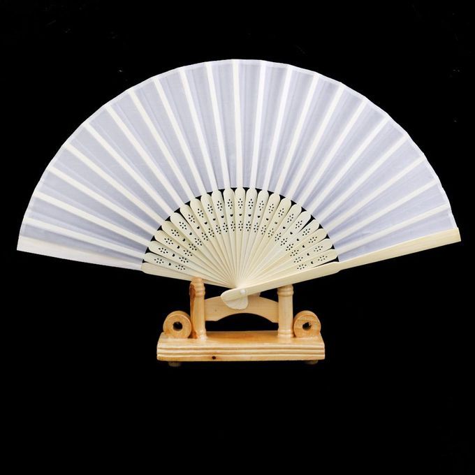 4x 1Pc Folding Fan Hand Fan Bamboo Fan For Women Gift - White