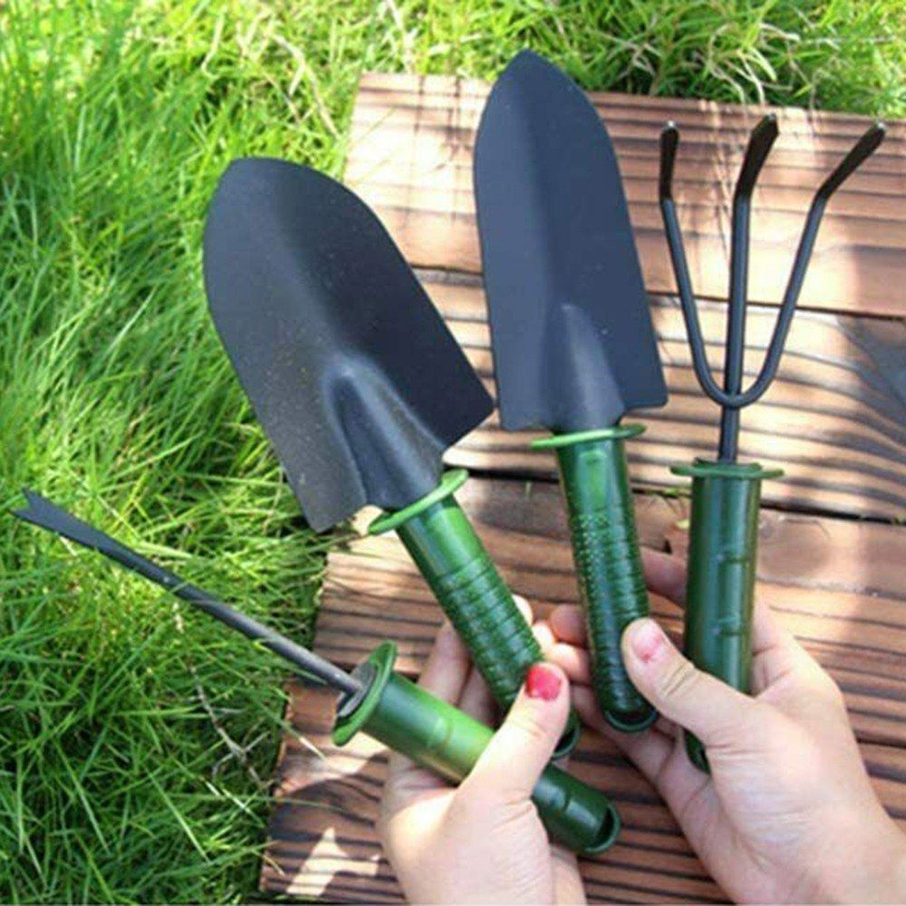 4PCS Garden Tools Suit Trowel Rake Shovel Heavy Duty Metal