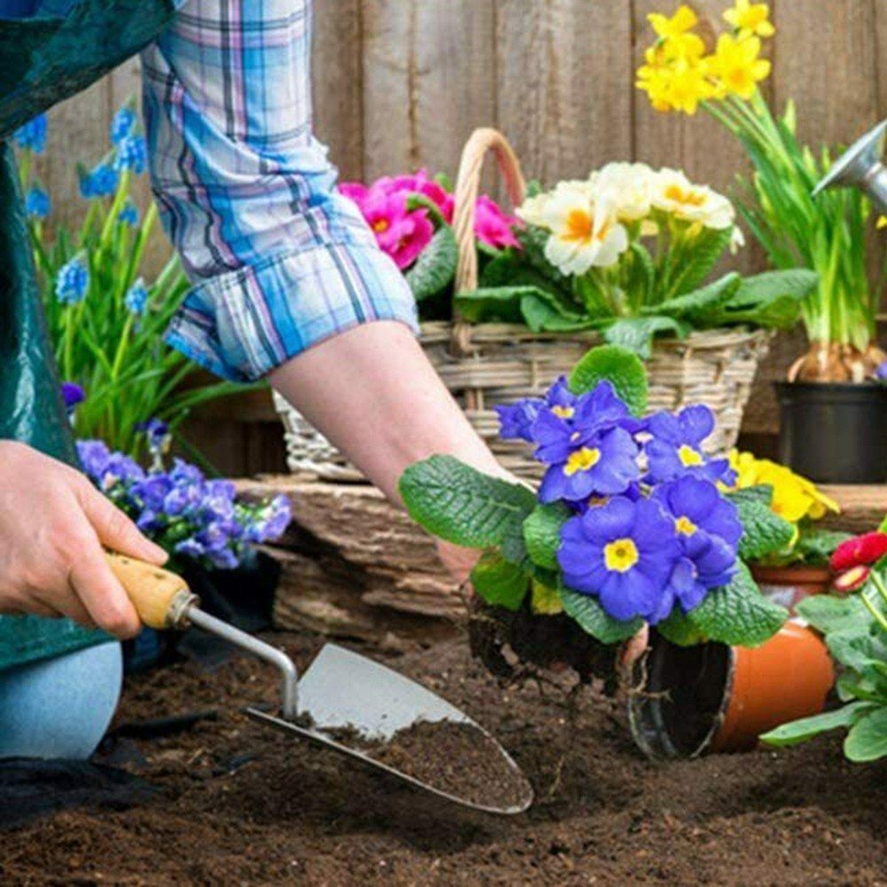 4PCS Garden Tools Suit Trowel Rake Shovel Heavy Duty Metal