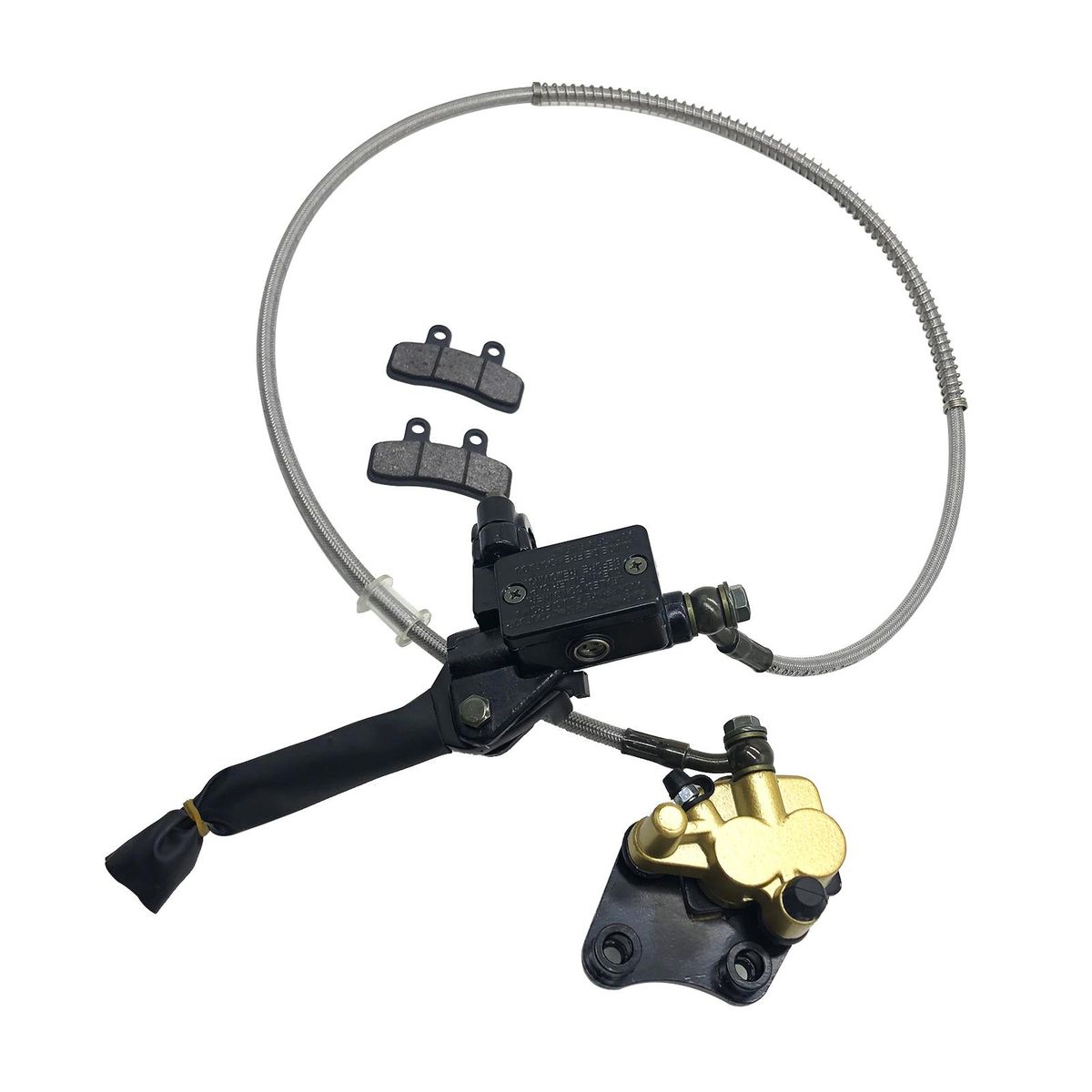 Front Disc Brake Master Cylinder Caliper with Brake Pad Assembly Replacement for Chinese 50cc 70cc 90cc 110cc 125cc Dirt Bike Pit Bike