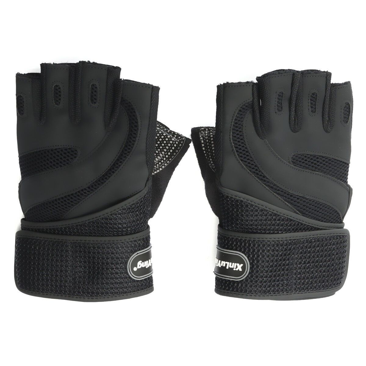 Men Weight Lifting Gym Sport Exercise Training Fitness Wrist Wrap Black L L