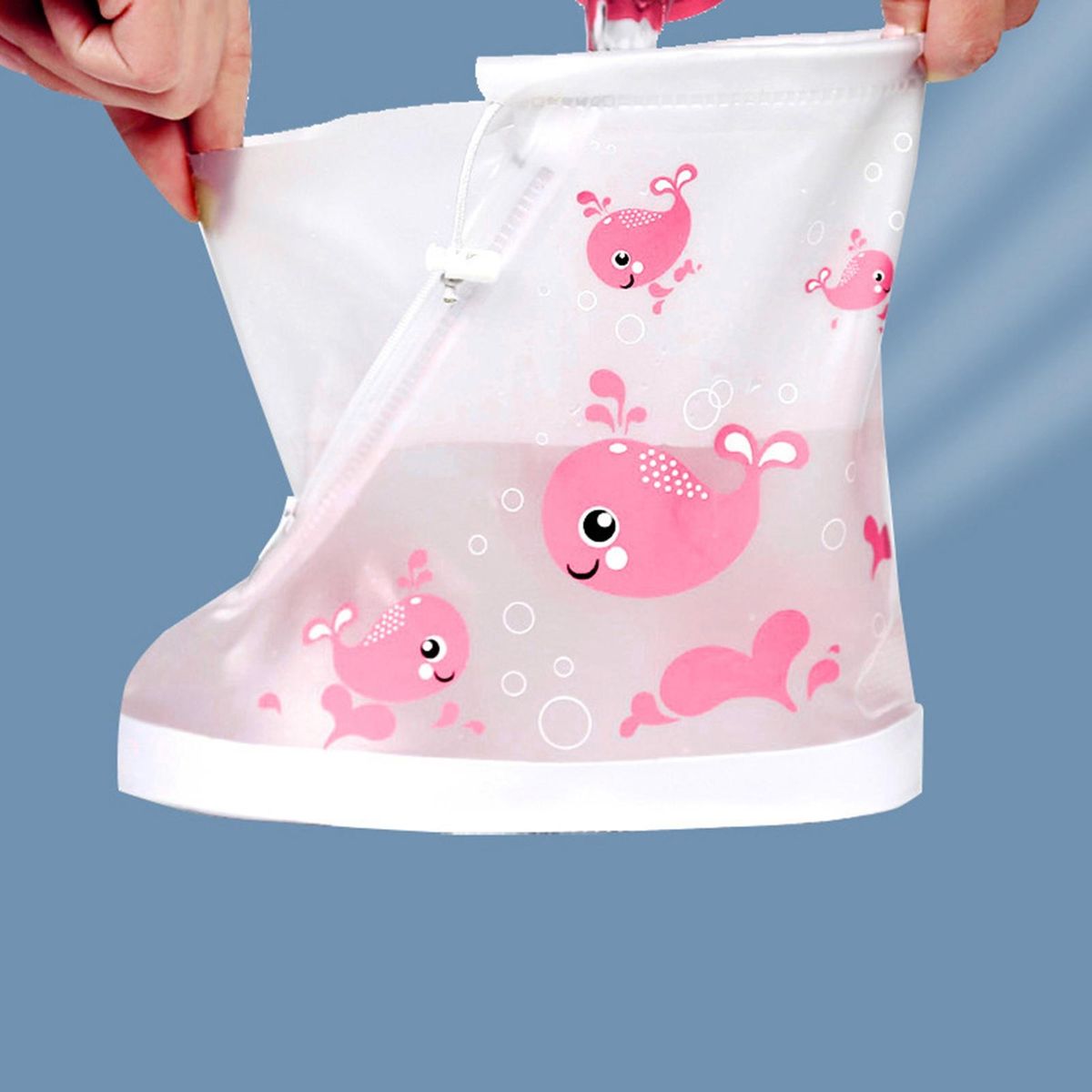 Kids Waterproof Rain Shoe Covers Cartoon Print Rain Boots for Boys Pink