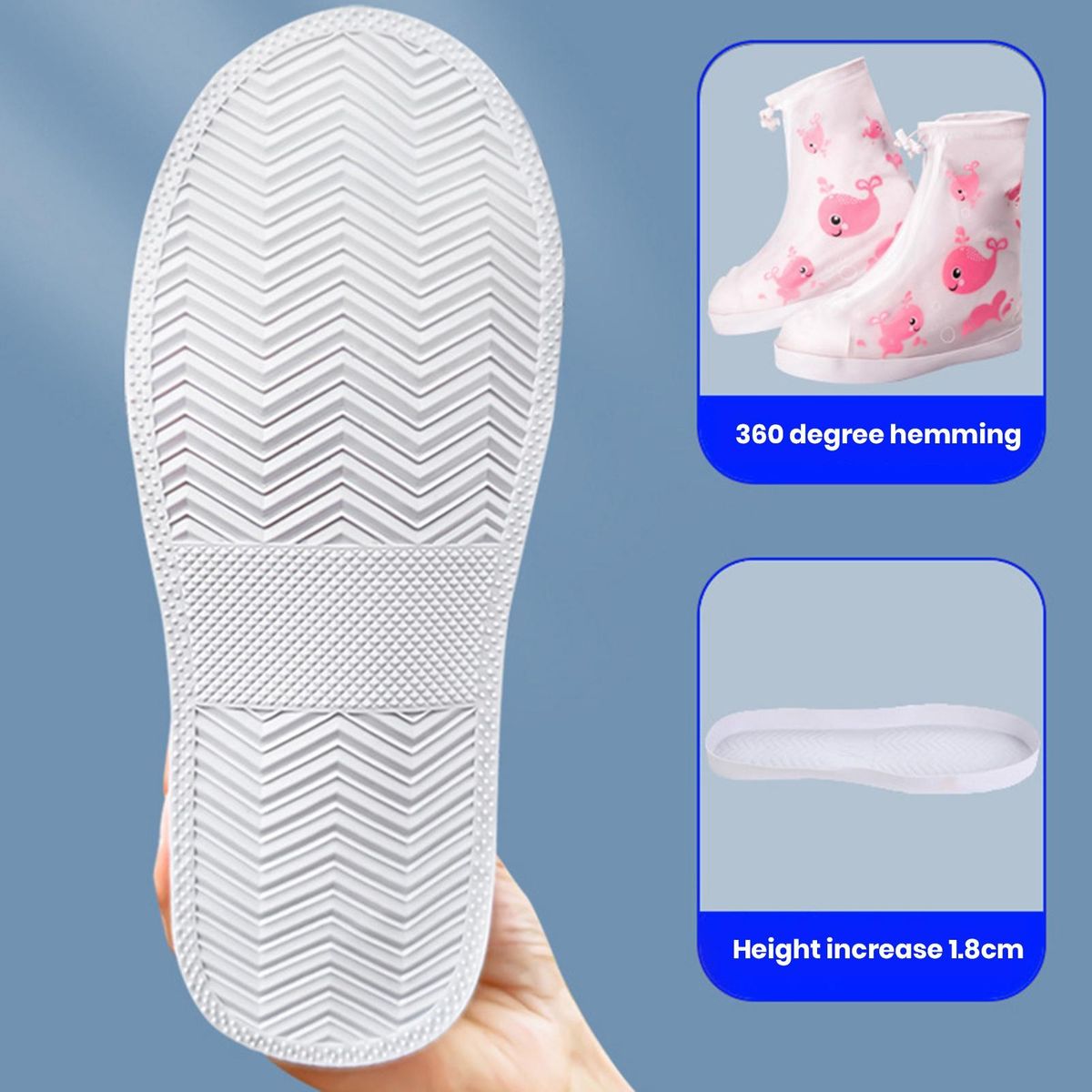 Kids Waterproof Rain Shoe Covers Cartoon Print Rain Boots for Boys Pink