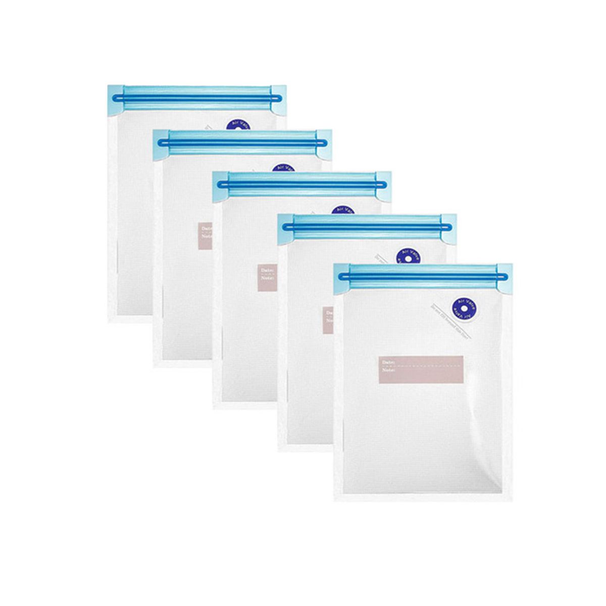 5PCS Reusable Vacuum Food Storage Zipper Bags for Electric Handheld Vacuum Pump22 X 21 CM