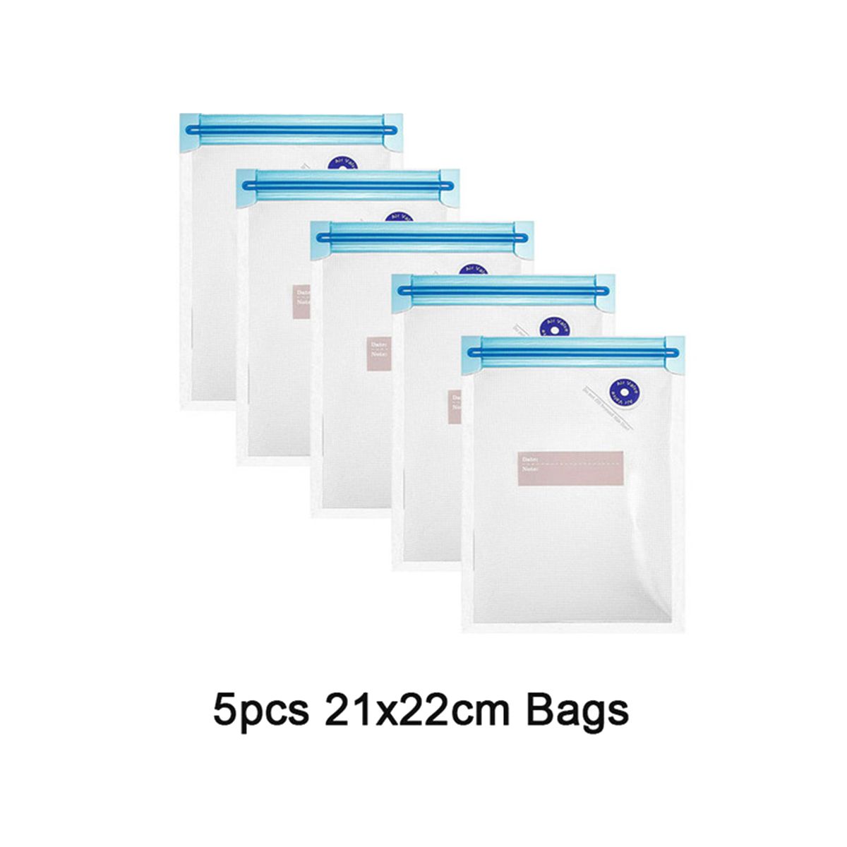 5PCS Reusable Vacuum Food Storage Zipper Bags for Electric Handheld Vacuum Pump22 X 21 CM