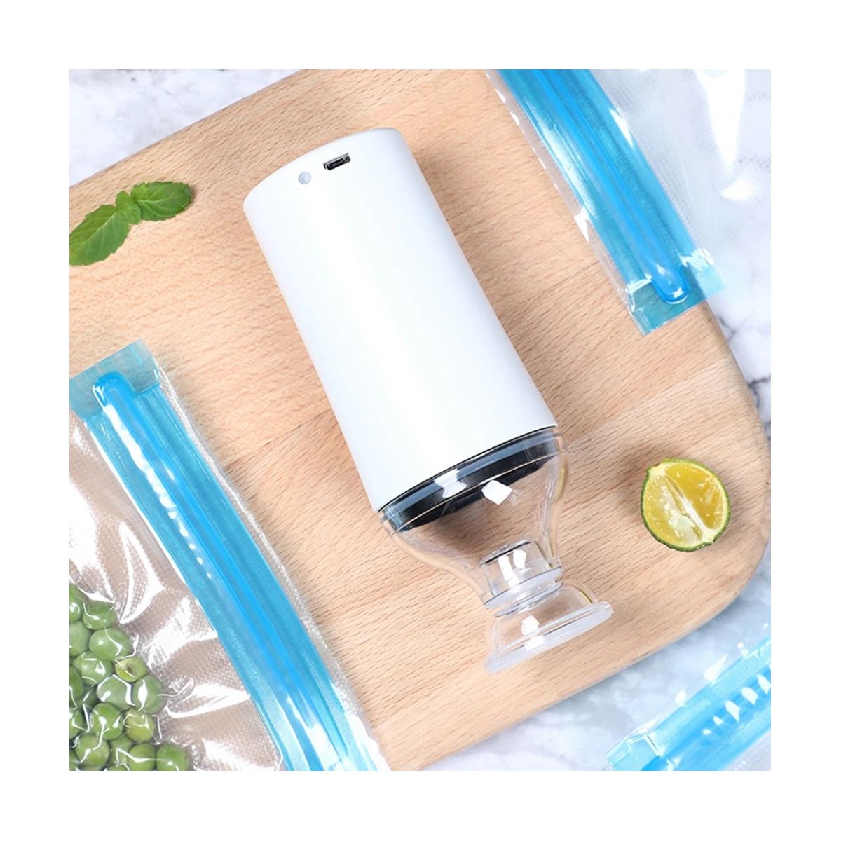 5PCS Reusable Vacuum Food Storage Zipper Bags for Electric Handheld Vacuum Pump22 X 21 CM