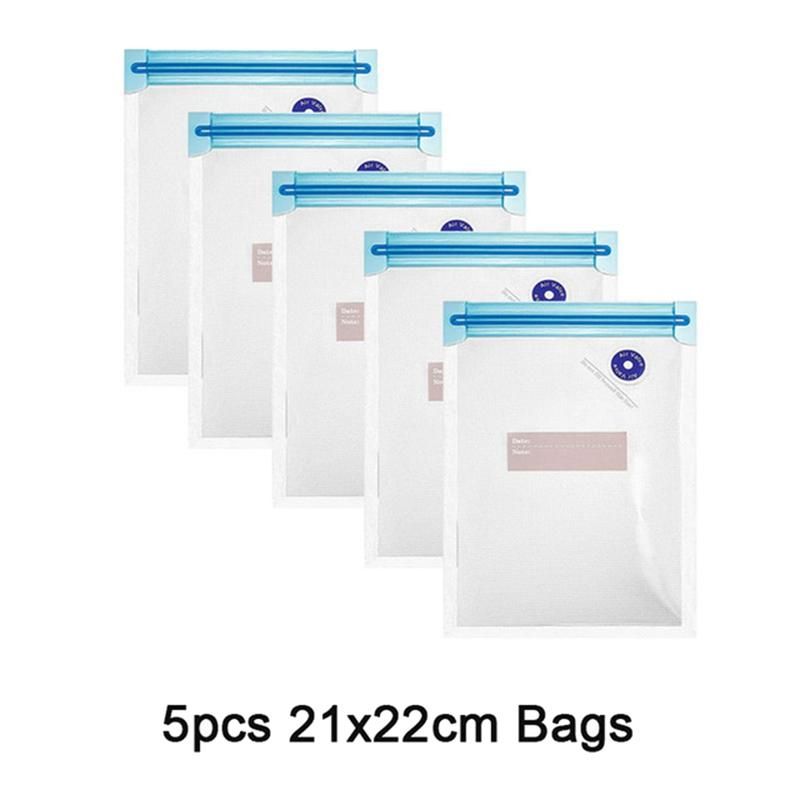 5PCS Reusable Vacuum Food Storage Zipper Bags for Electric Handheld Vacuum Pump22 X 21 CM