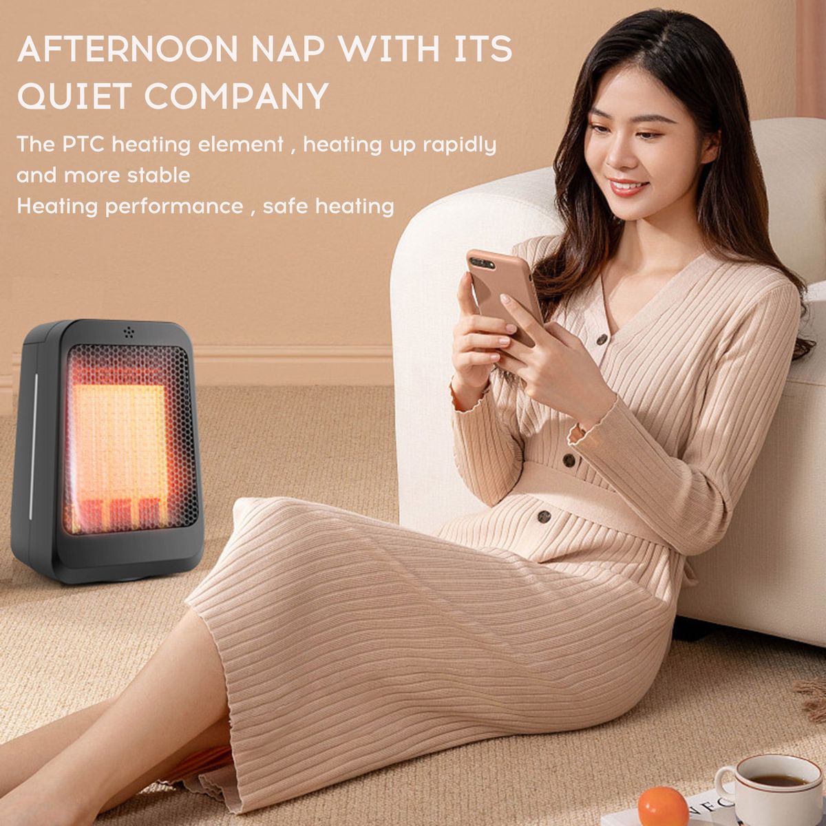 PTC Heating Small Heater Fan 3-gear Adjustable Remote