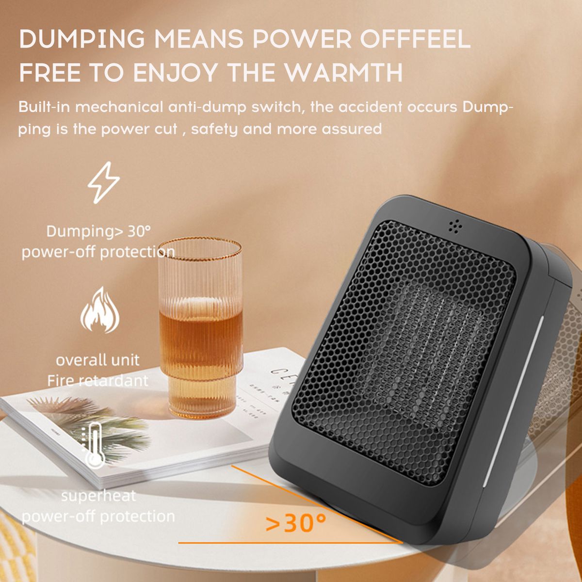 PTC Heating Small Heater Fan 3-gear Adjustable Remote