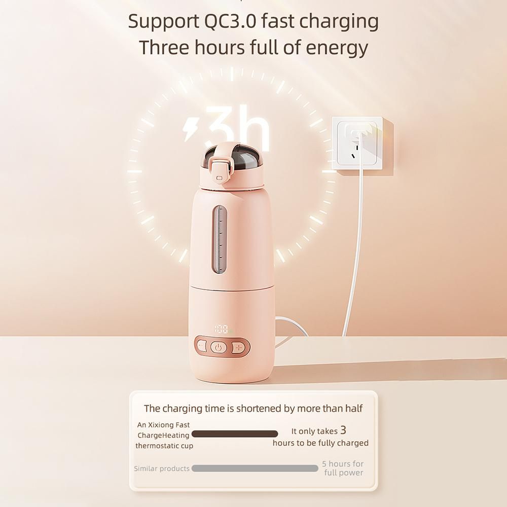 Portable Water Warmer for Baby Formula 300ml Capacity Precise Temperature Control Built-in Battery Wireless Instant Water Warmer Electric Kettle for Car Travel Outdoor