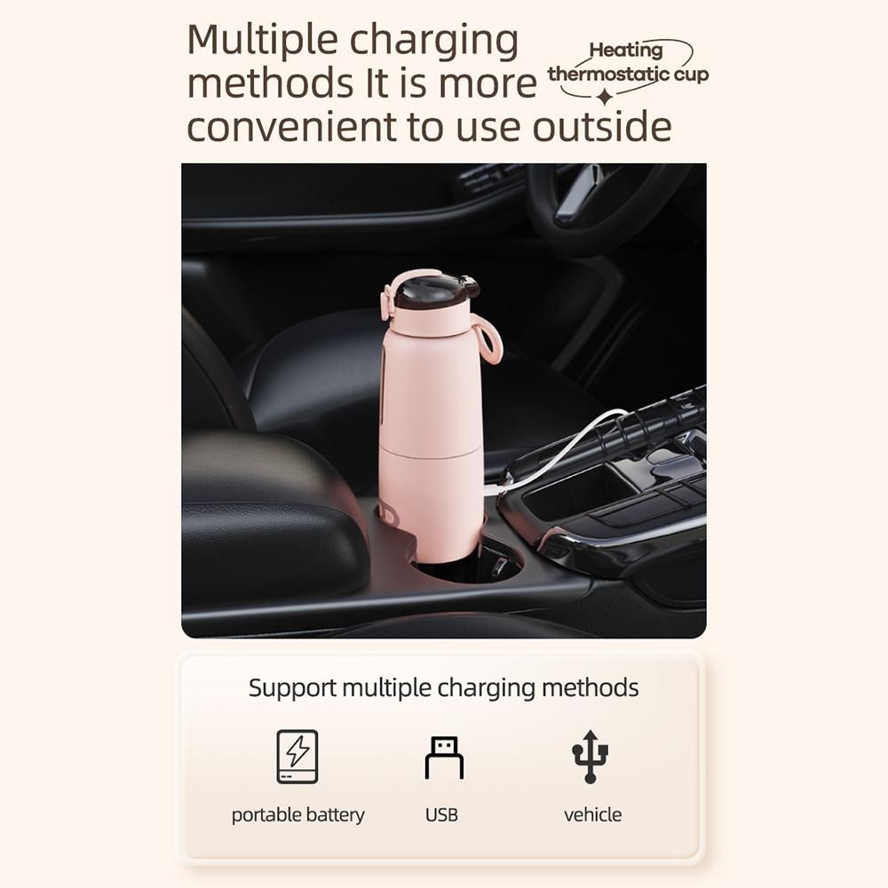 Portable Water Warmer for Baby Formula 300ml Capacity Precise Temperature Control Built-in Battery Wireless Instant Water Warmer Electric Kettle for Car Travel Outdoor