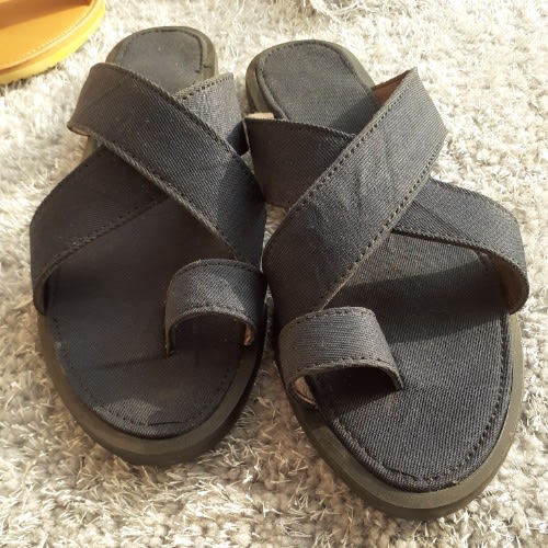 Denim Flat Slippers-Blue